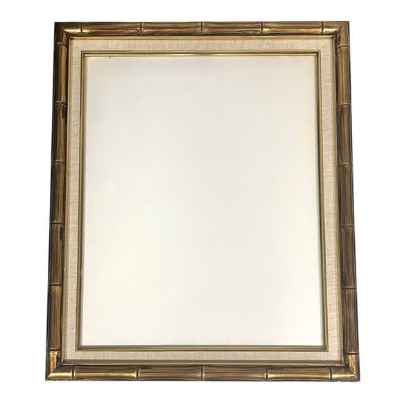 Vintage Ornate Gold Picture Frame 16x20 Bamboo Style Wood Fabric Matte - Picture 1 of 8